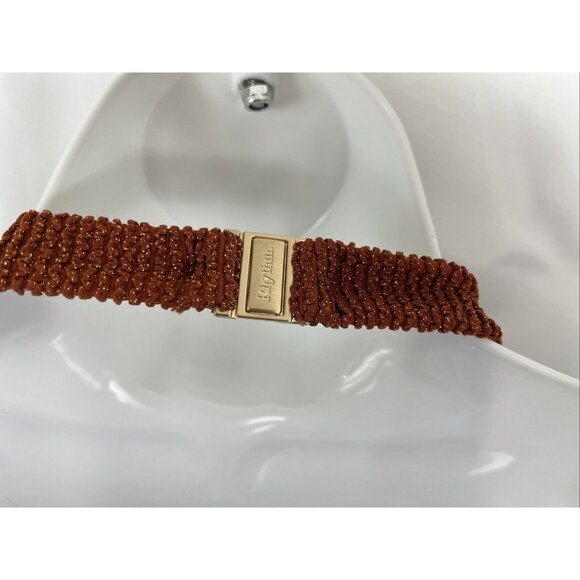 Rhythm Australia-Made Metallic & Brown Bikini Halter Top Women's Size L - Picture 4 of 13